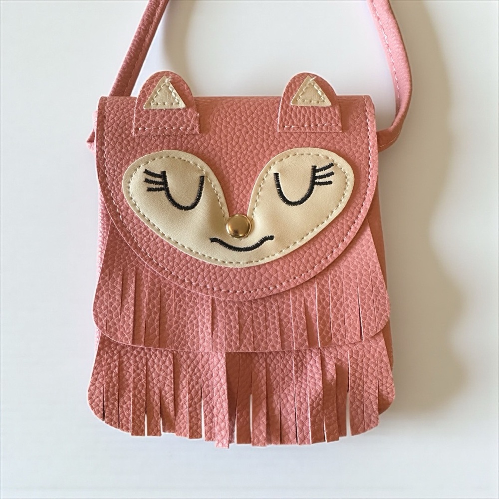 Pink Fox Tassel Crossbody Purse Bag NWOT, Faux Leather, Snap, Fairycore, boho